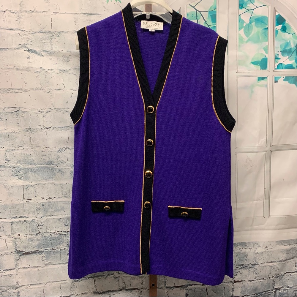 St. John Purple and Black Vest